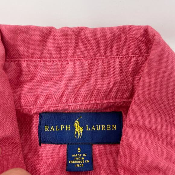 Ralph Lauren Boys Bundle of 2 Size 5 Button Down Shirts Blue White Striped Pink - Picture 12 of 12
